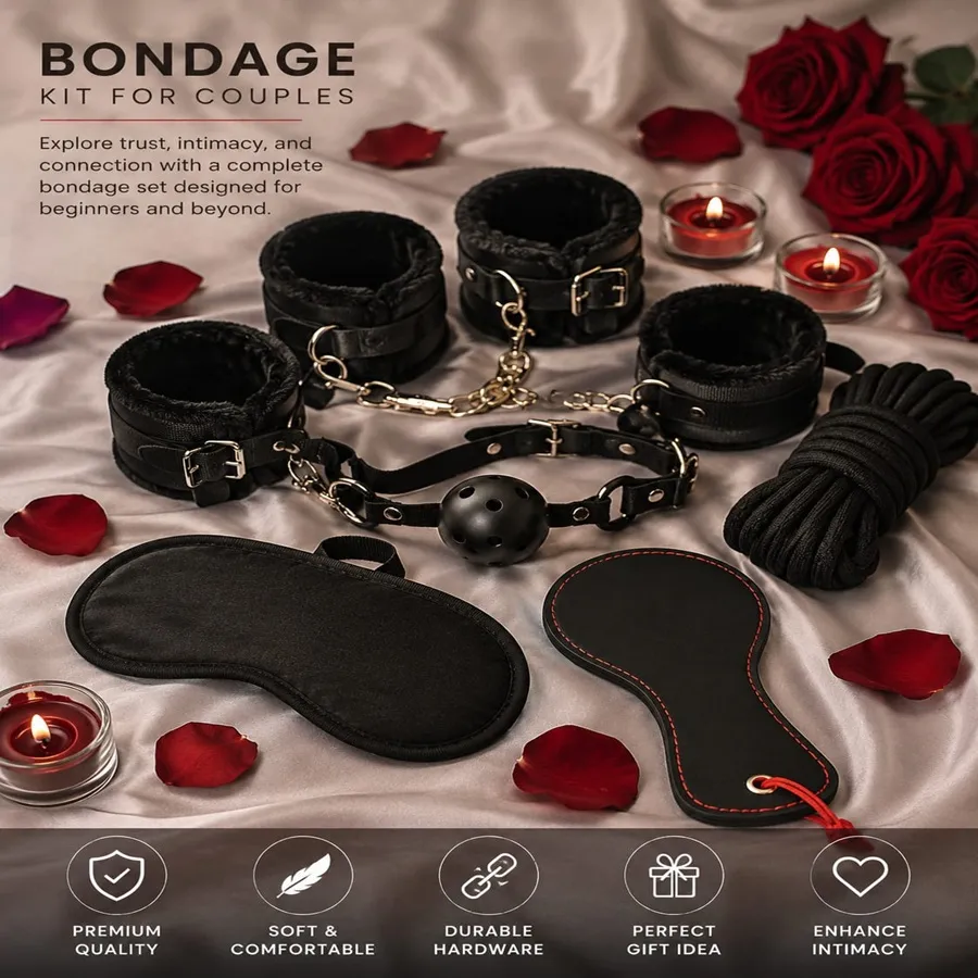 Couples Bondage Kit with Handcuffs and Eye Mask by Kooky Nights
